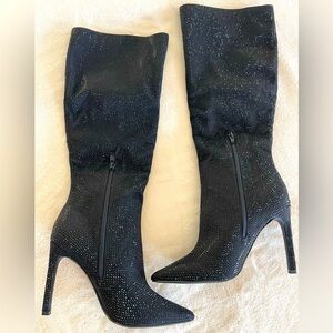 Black rhinestone tall boots size 7.5 by Nine West